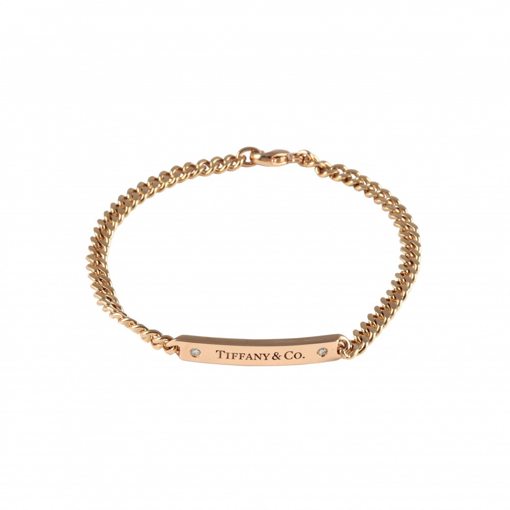 Tiffany & Co. Return To Tag Chain Bracelet 18K Rose Gold Diamond