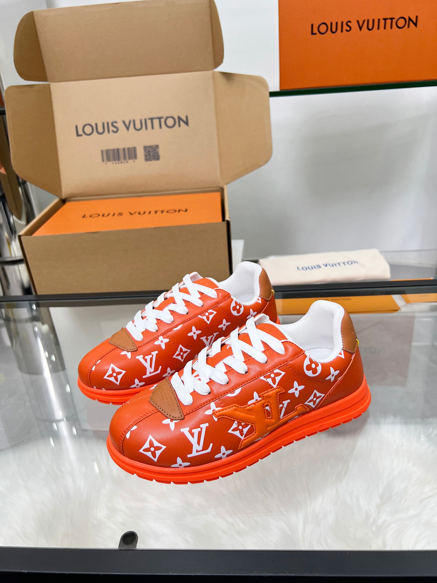 Louis Vuitton LV Trainer Sneaker Orange Monogram – Leather – Women’s Shoes