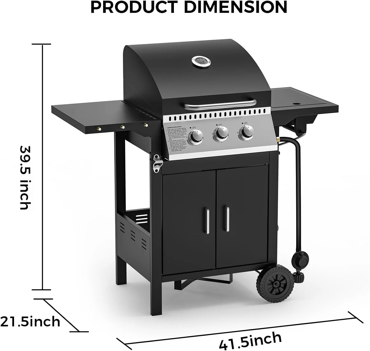 4-Burner Propane Gas Grill with Porcelain-Enameled Cast Iron Grates and Side Burne G0141A