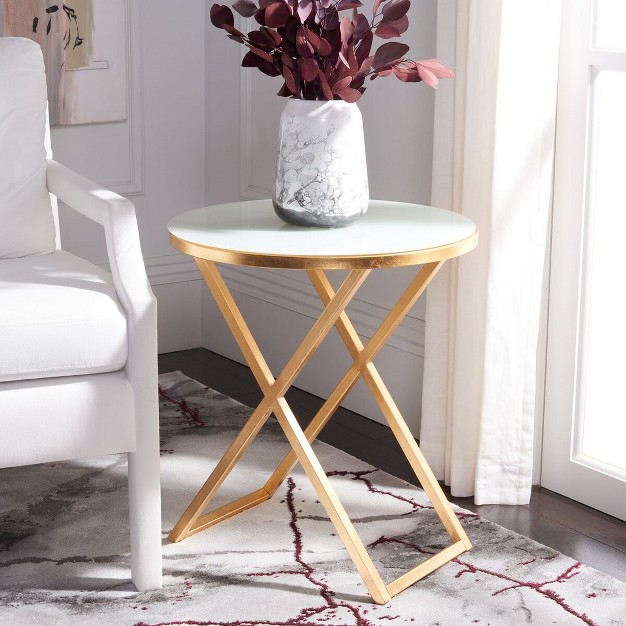 Riona Accent Table Gold white Glass Safavieh