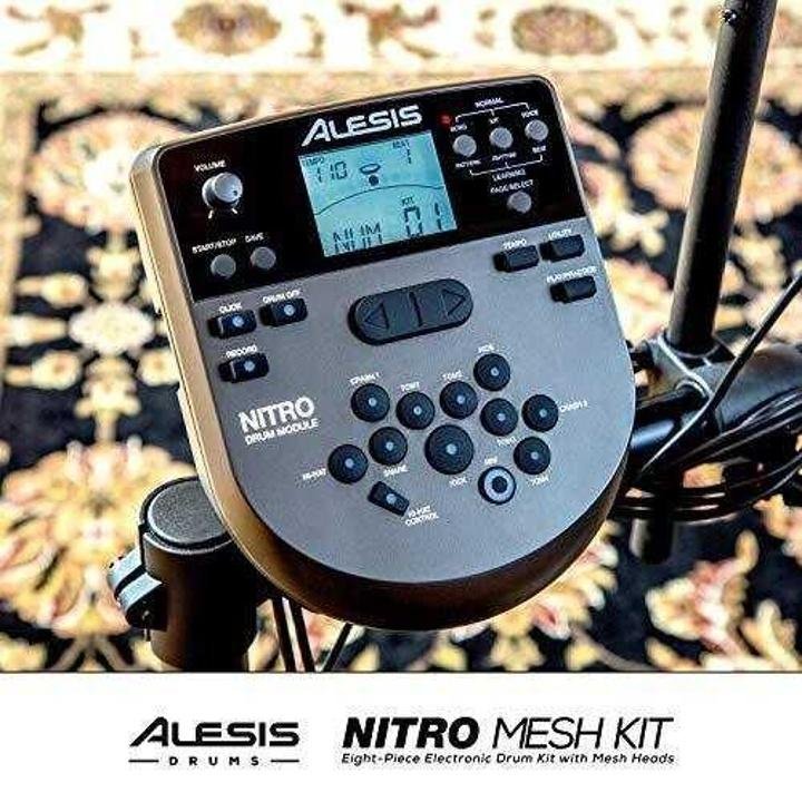 alesis-drums-nitro-mesh-kit-Eight Piece All Mesh Electronic Drum Kit With Super Solid Aluminum Rack, 385 Sounds, 60 Play Along Tracks, Connection Cables, Drum Sticks & Drum Key Included