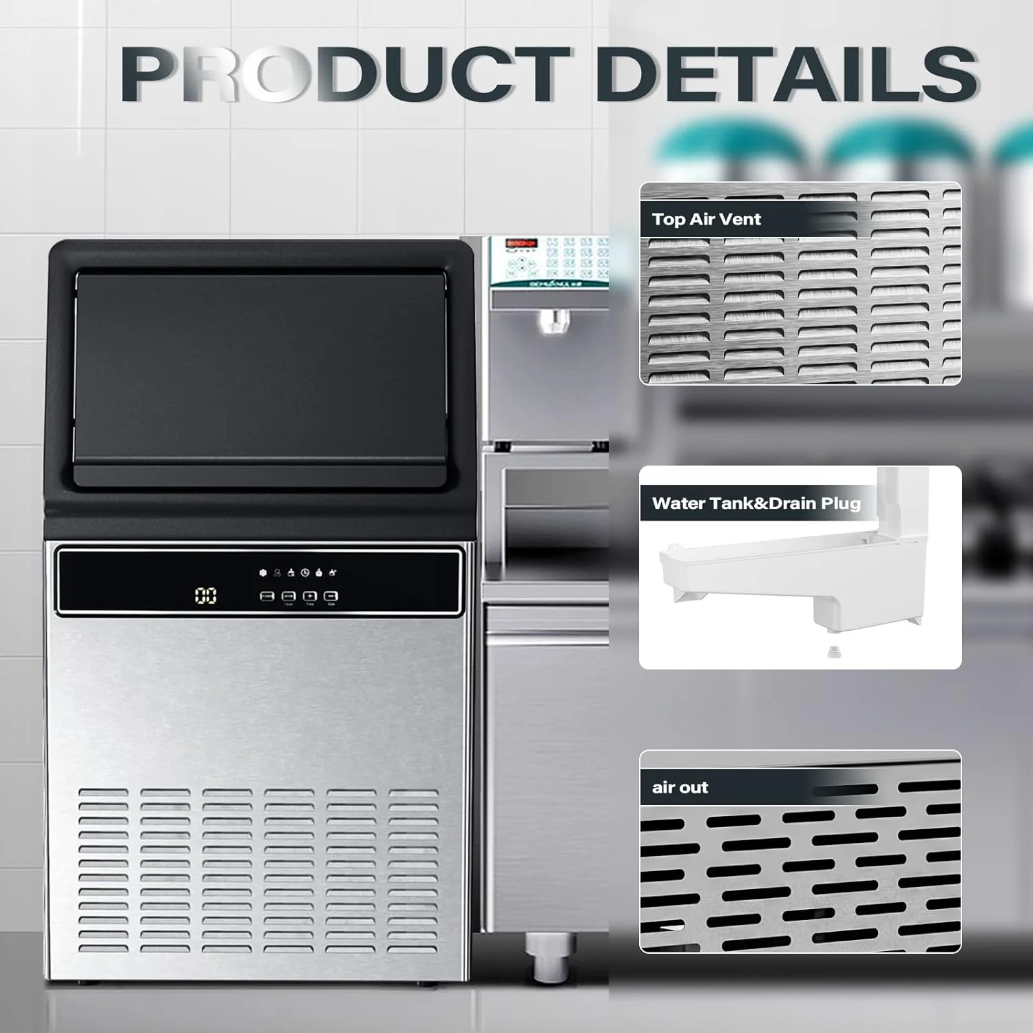 Commercial Ice Maker, Cubic Ice Machine with Self-Cleaning Function Z4790