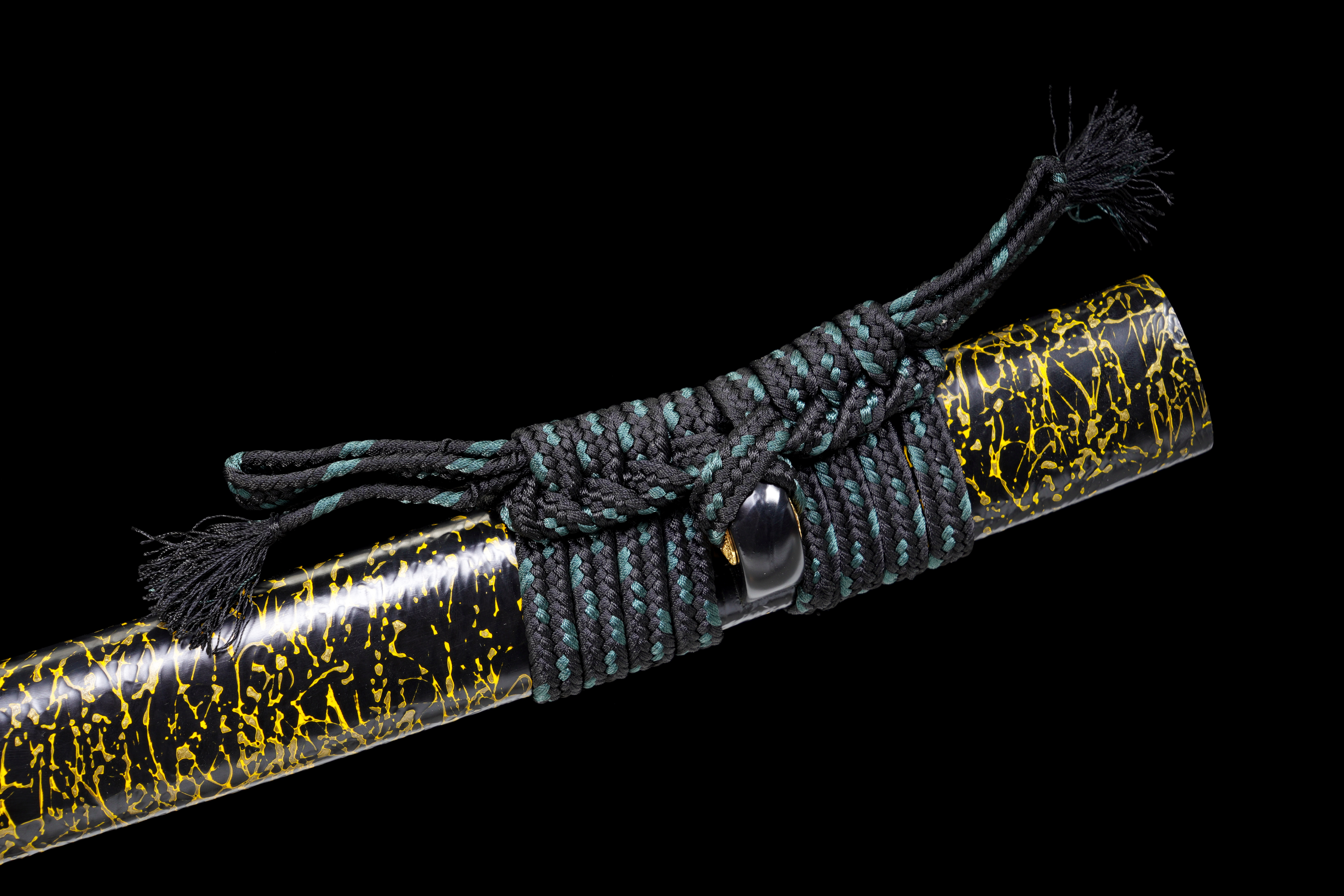 Handmade Katana Damascus Gold Blade Copper Tsuba Jade Shadow Full Tang