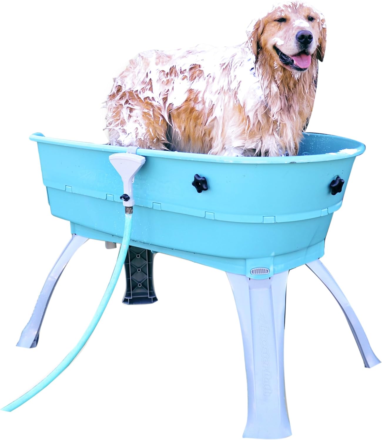 Elevated Pet Bathing Large Teal Steps Combo