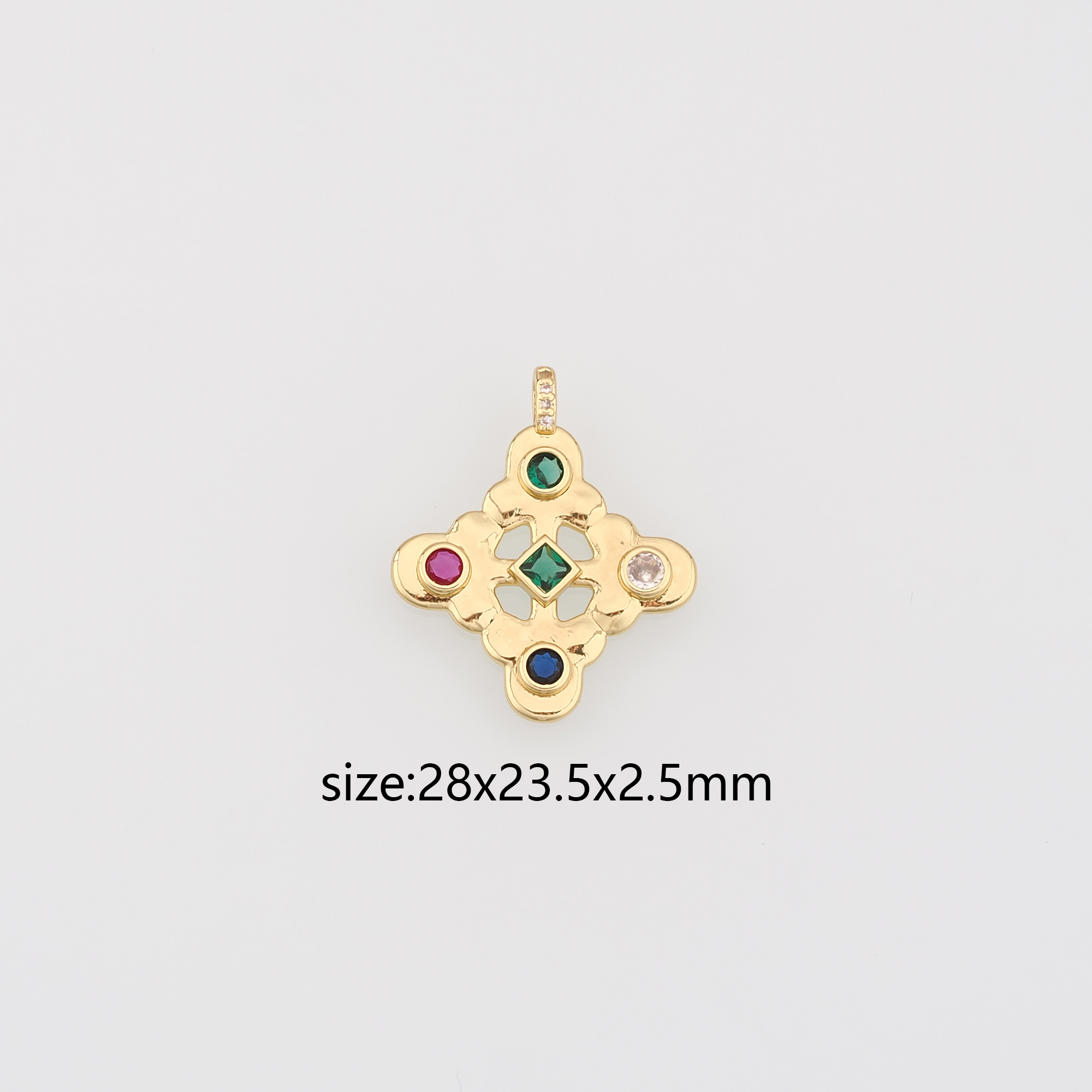 18K Gold Filled Rhombus Pendant,CZ Micro Pave Rhombus Charm Earrings Necklace for DIY Jewelry Making Supply