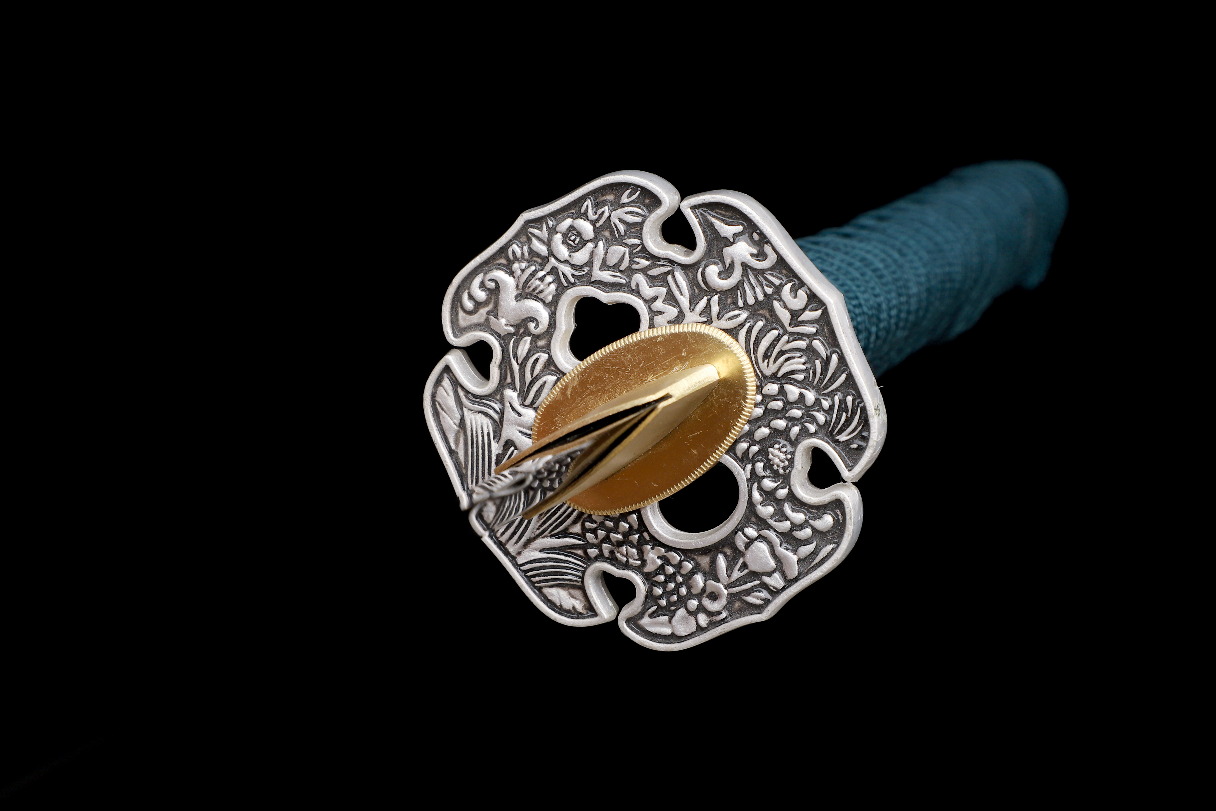 Handmade Katana 9260 Spring Steel Frost Wind Black White Blade Full Tang