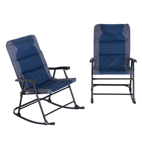Outsunny Folding Rocking Chair Set with Padded Seat and Back,Pillow