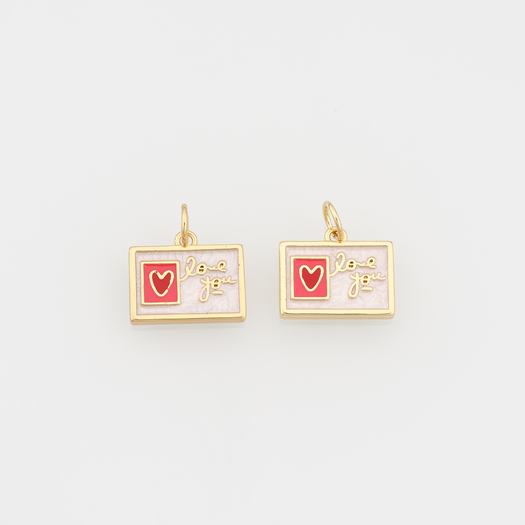 18K Gold Filled Rectangle Pendant,Enamel Rectangle Charm Earrings Necklace for DIY Jewelry Making Supply