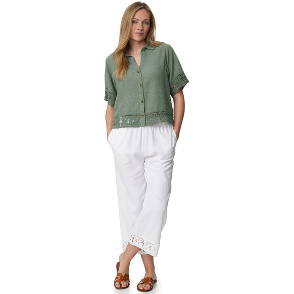 Gina Benotti Damen Leinen-Bluse mit Spitze