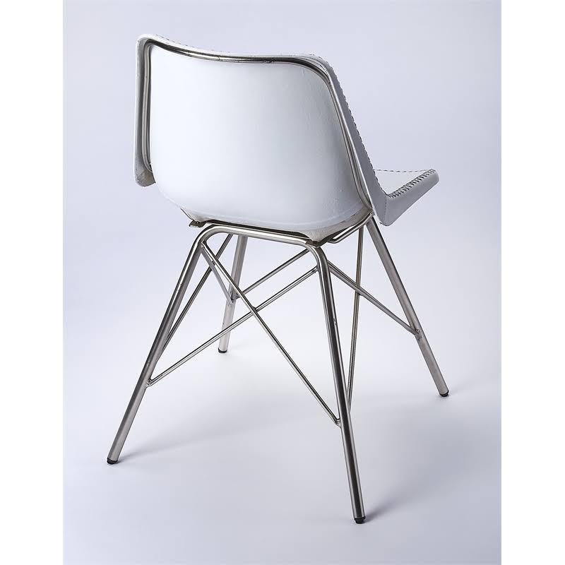 Beaumont Lane Metropolitan Living Leather Side Chair in White