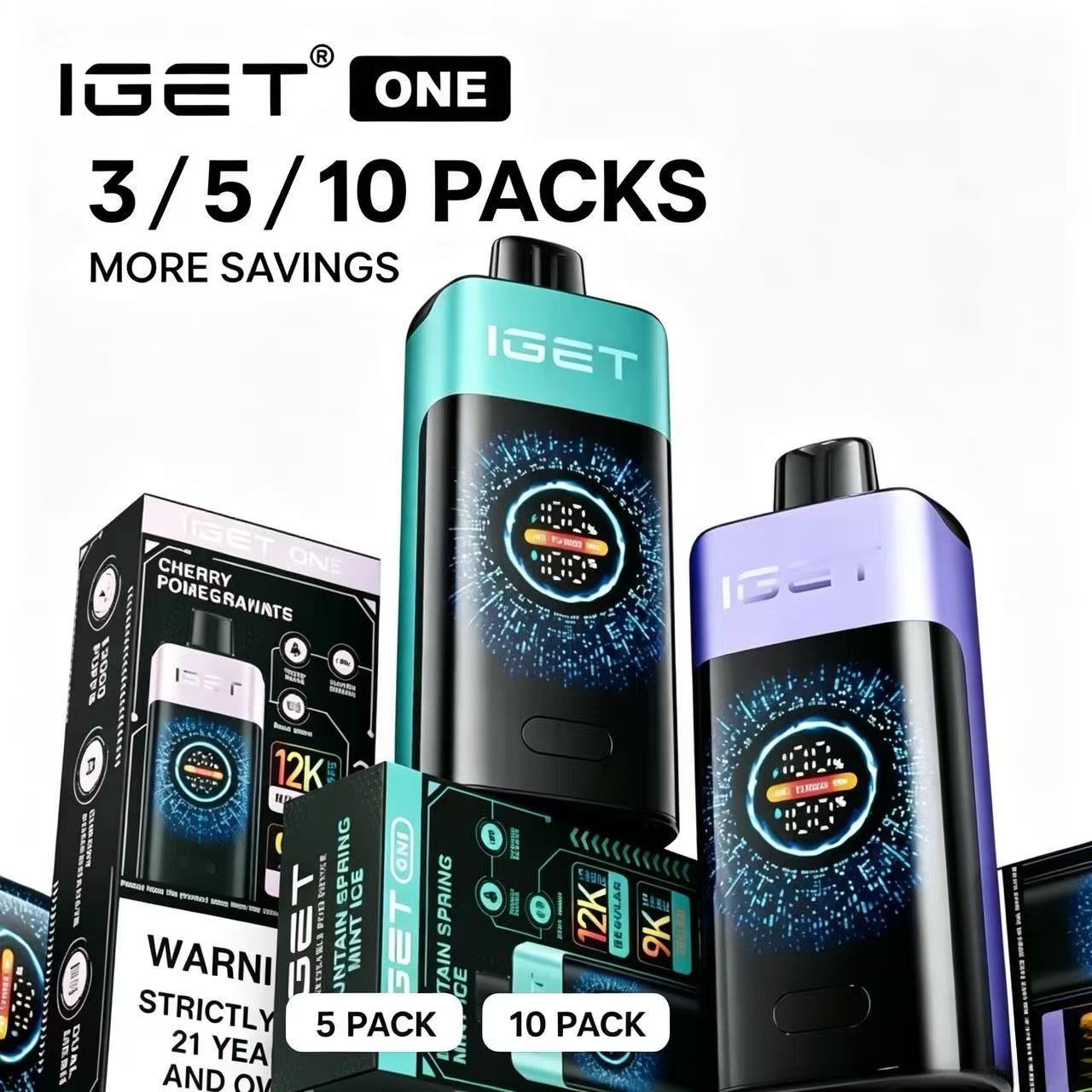 IGET ONE 12000 Puffs Disposable Vape|3-5-10pcs