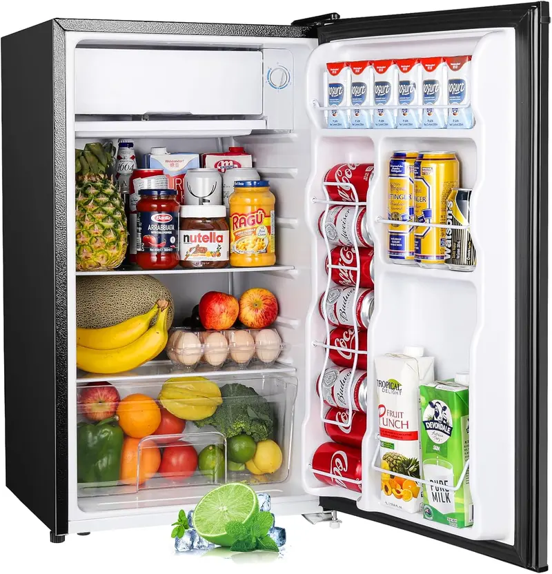 Upstreman 3.2 Cu. Ft Mini Fridge with Freezer – Compact Dorm Refrigerator with Adjustable Thermostat