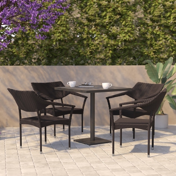 All Weather Commercial Grade PE Rattan Stacking Patio Chairs