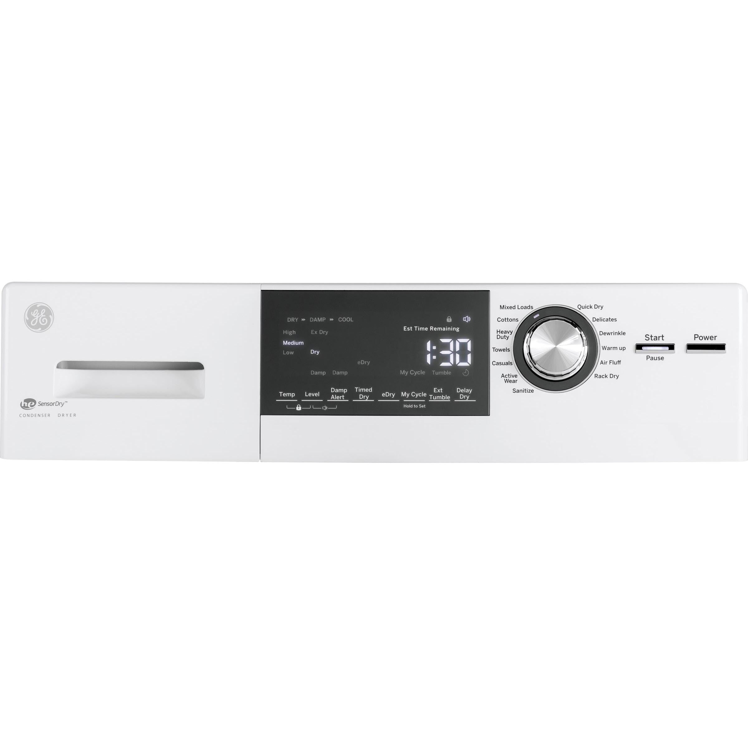 GE 4.1 cu.ft. Ventless Electric Dryer with Stainless Steel Drum GFT14ESSMWW