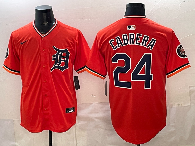 Men's Detroit Tigers Miguel Cabrera #24 Orange Limited Player Jersey