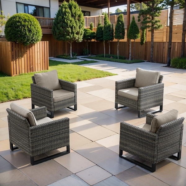4Piece Outdoor Patio Garden Chairs with Cushion