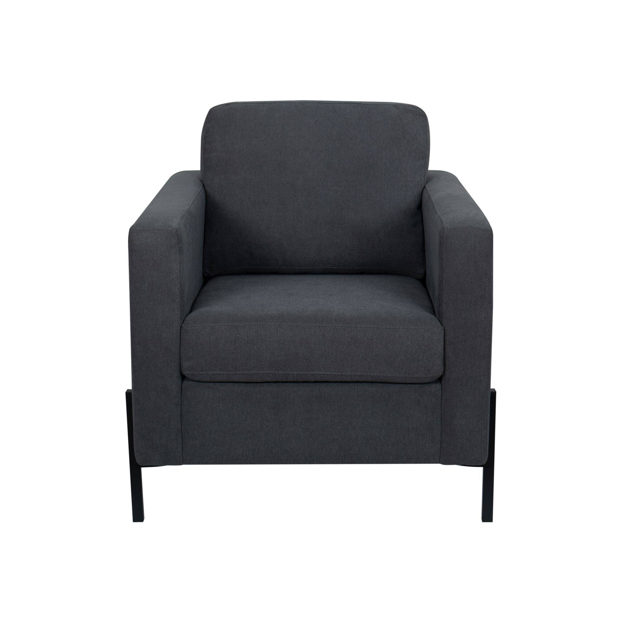 Rupert Armchair with Black Metal Leg - Creamy White
