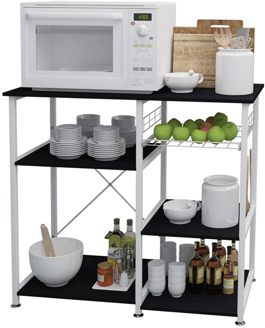 SOGES Kitchen Cart 3-Tier Kitchen Baker’s Rack Utility Microwave Oven Stand Black