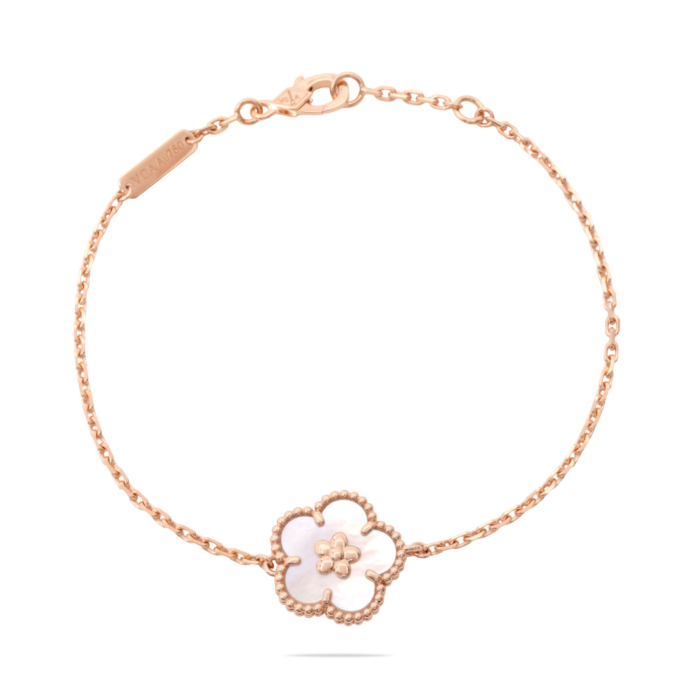 Van Cleef & Arpels Lucky Spring Plum Blossom Bracelet 18K Rose Gold Mother of Pearl VCARP9V900
