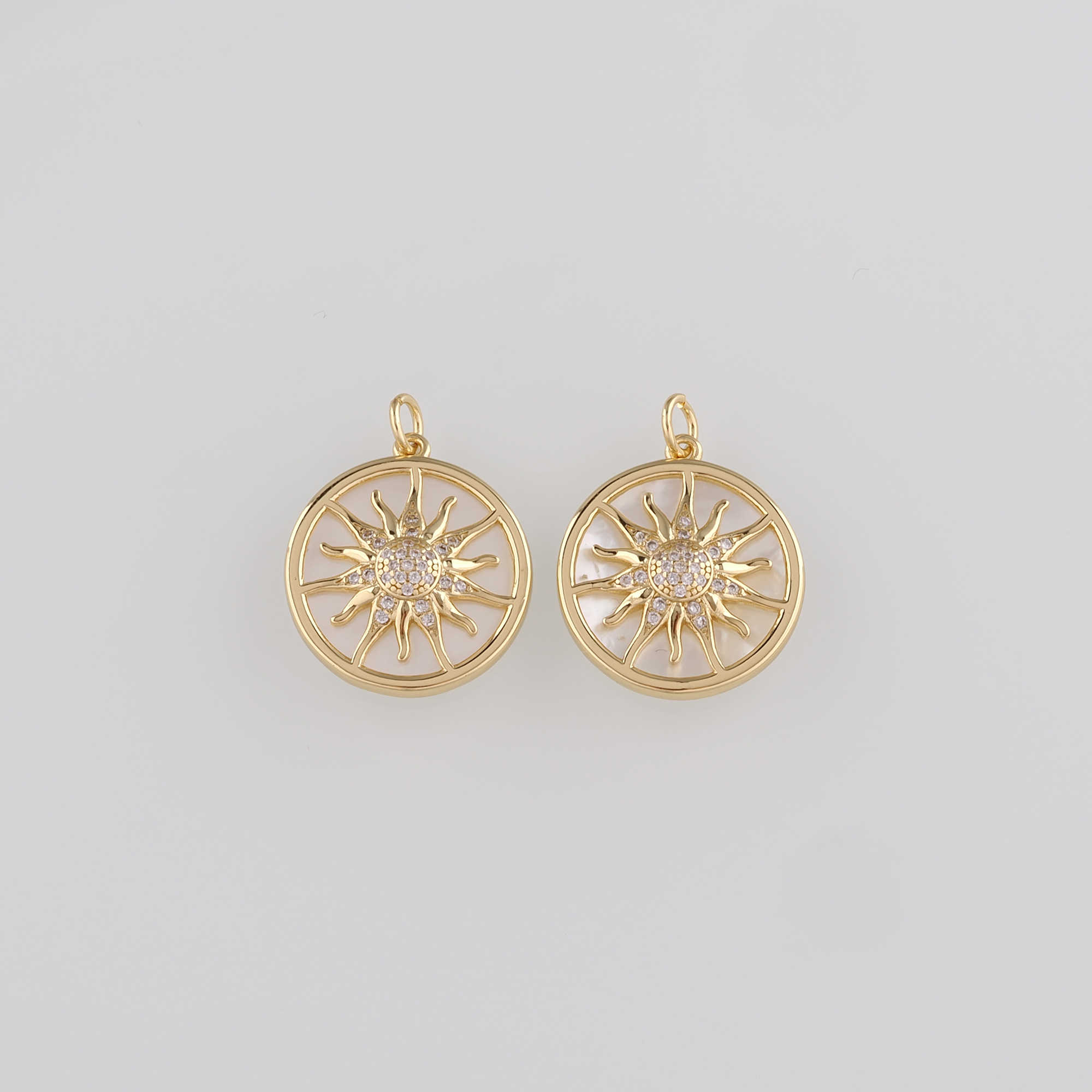 18K Gold Filled Sun Pendant,CZ Micro Pave Celestial Charm Earrings Necklace for DIY Jewelry Making Supply