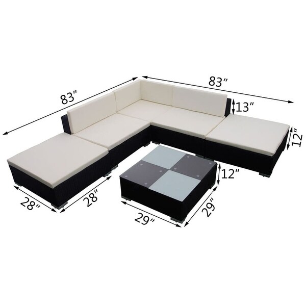 vidaXL 6 Piece Patio Lounge Set with Cushions Poly Rattan Black