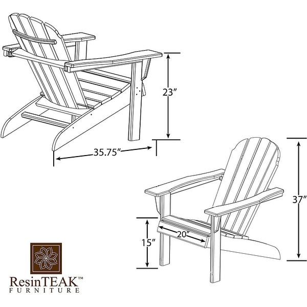 ResinTeak All Weather Essential Adirondack Chair,HDPE Poly Lumber