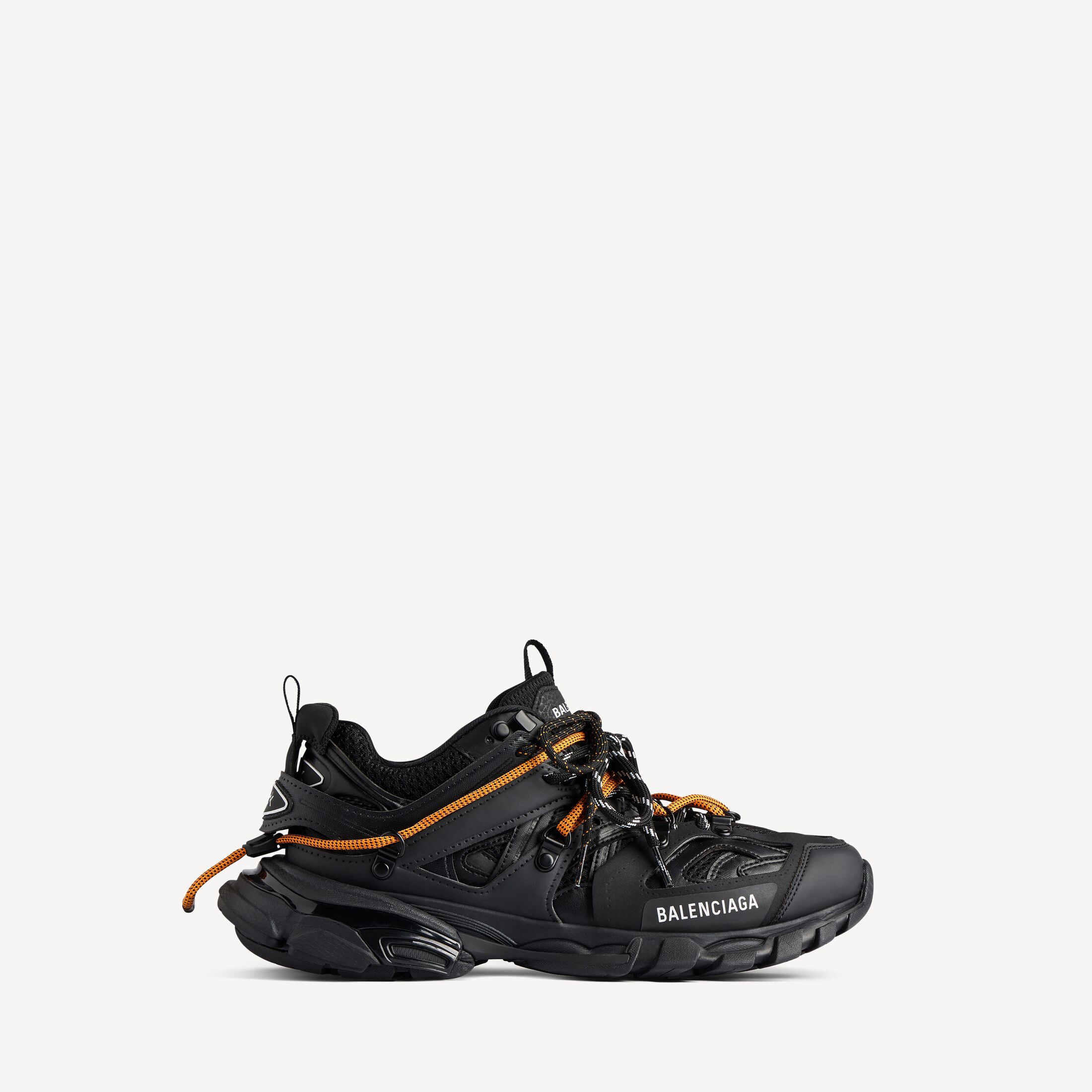 MEN'S TRACK TRAIL LACES SNEAKER IN BLACK/ORANGE Track Trail Laces Sneaker in black and orange polyurethane, polyester and nylon