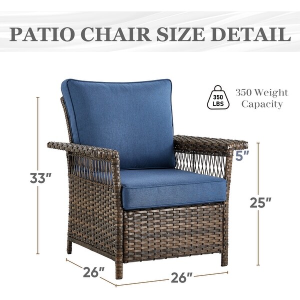 Patio Sofa with Club Chairs,Ottomans,Table