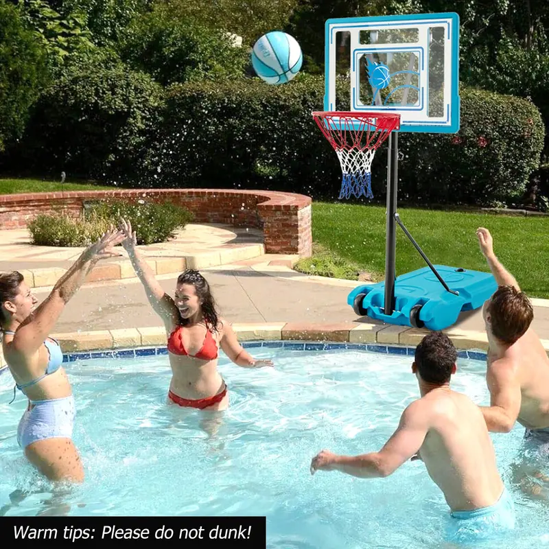 Poolside Outdoor Basketball Hoop with 3.8–4.4 FT Height Adjustment
