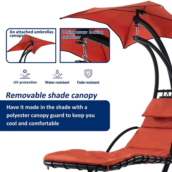Hanging Chaise Lounger with Removable Canopy