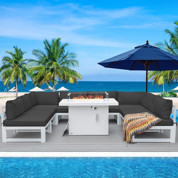 Nicesoul White Aluminum Modern Patio Furniture Sectional Sofa Set with Cushion