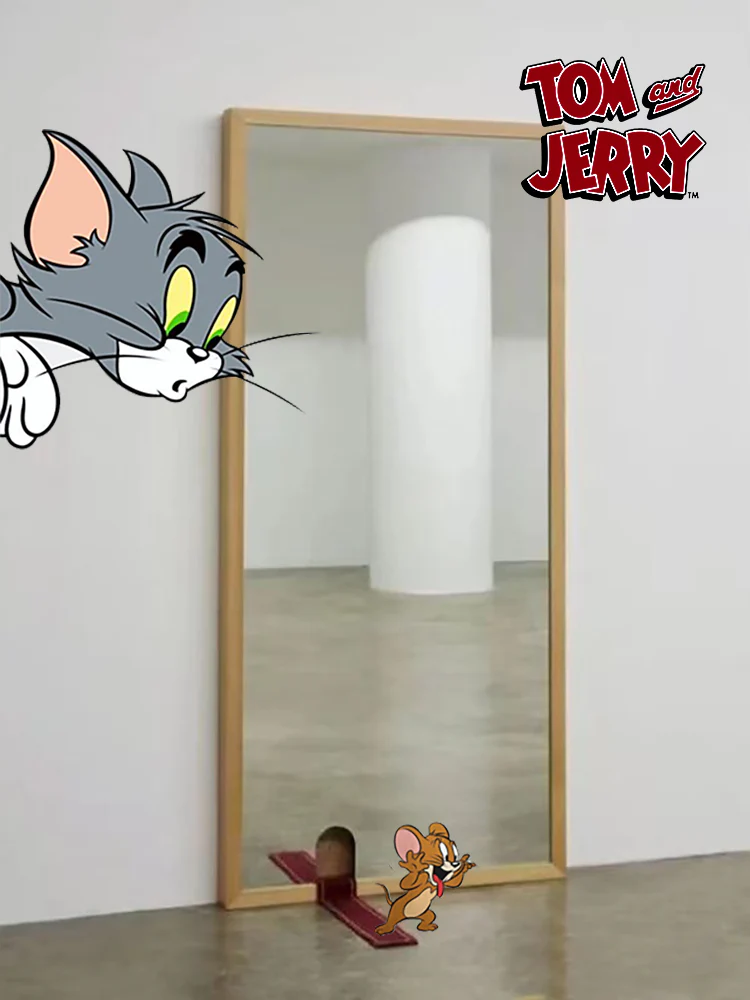DZ016 - Imported Red Oak Jerry's House Floor Standing Mirror Large Area Try-On Mirror
