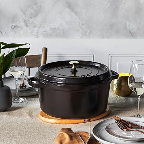 Cast Iron Dutch Oven 7-qt Round Cocotte, Serves 7- 8, Black Matte