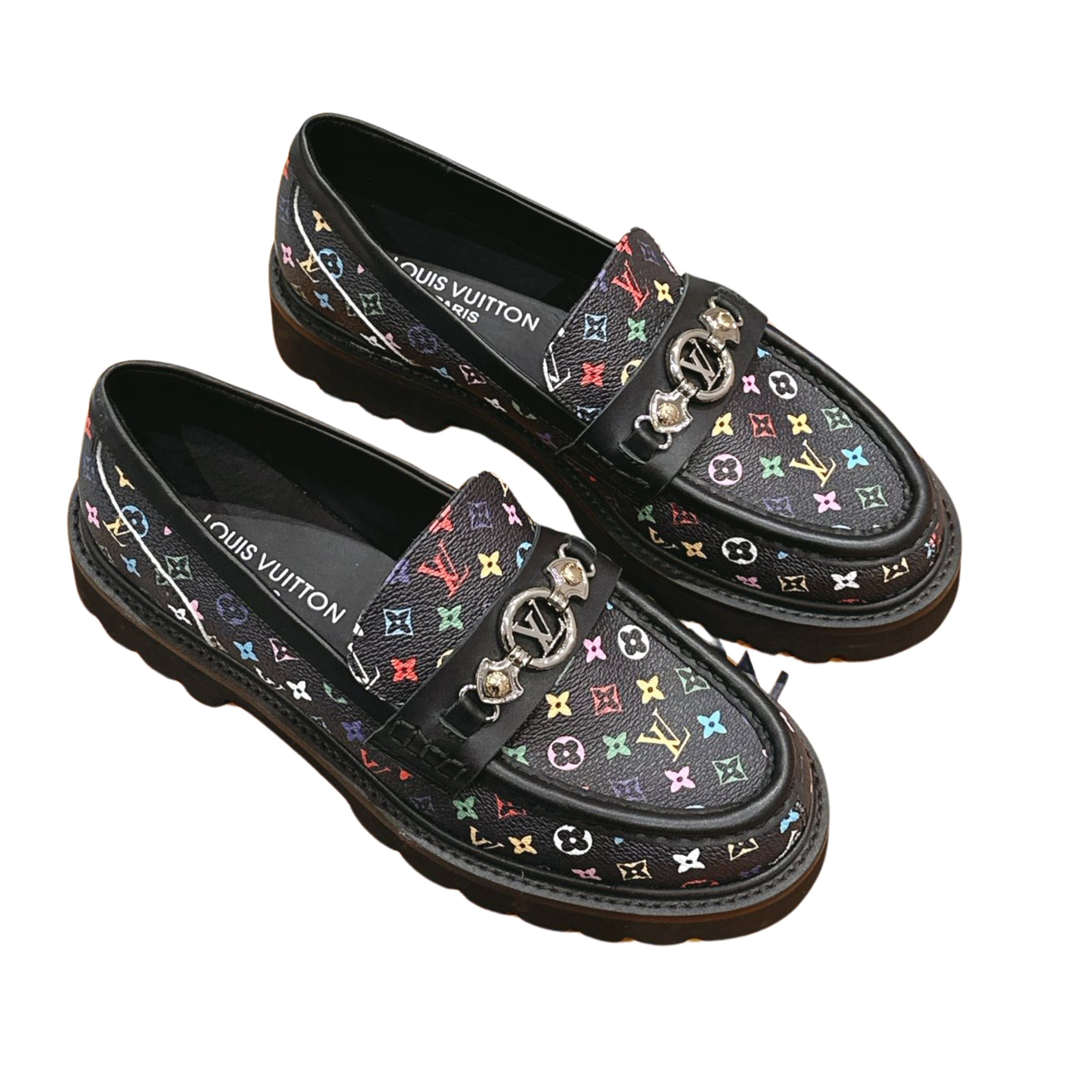 Louis Vuitton LV Monogram Multicolor Black Loafers – Women’s Shoes