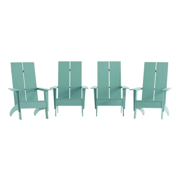 Modern Dual Slat Back Adirondack Style Chairs,Set of 4