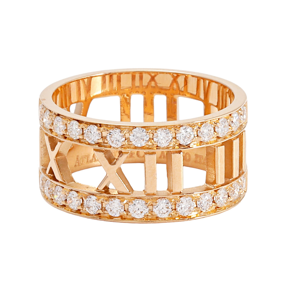 Tiffany & Co. Atlas Open Ring 18K Rose Gold Diamond