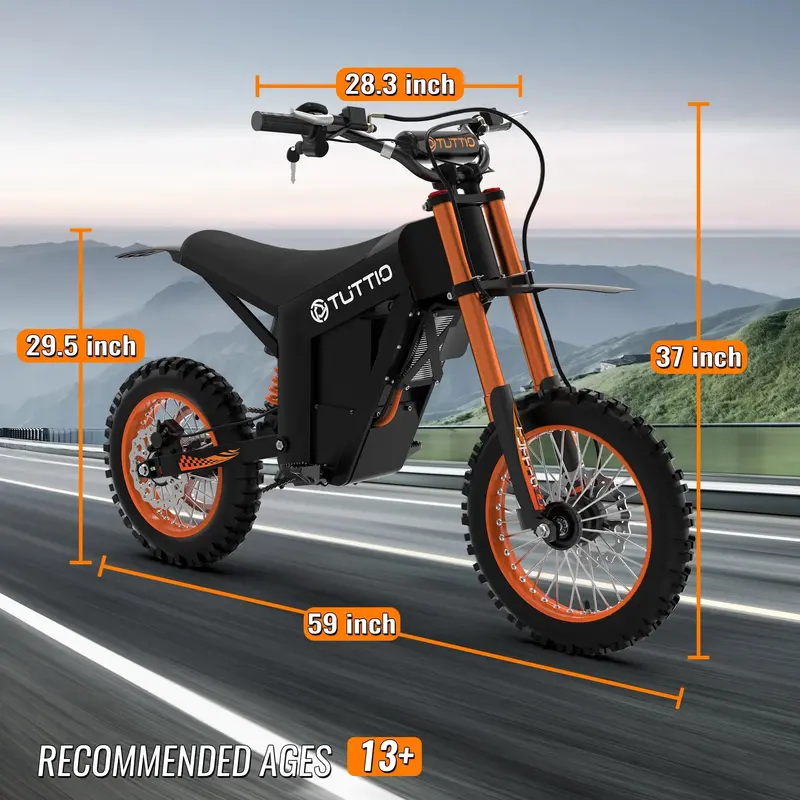 TUTTIO Soleil01 Adult Electric Dirt Bike — 2000W Motor, 48V/21Ah Battery, 37 MPH All-Terrain E-Motorcycle