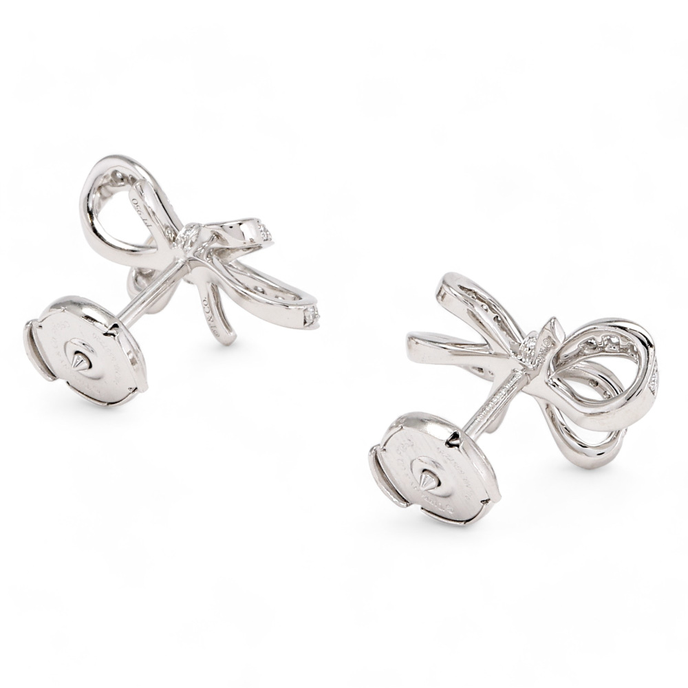Tiffany & Co. Bow Earrings Platinum Diamond