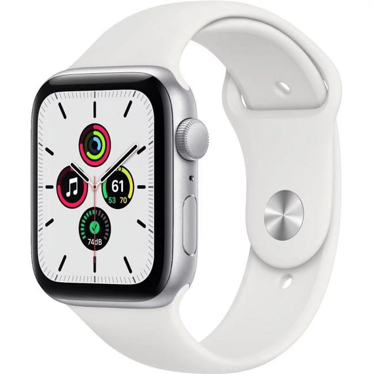 MYDQ2LL-A 44 mm SE Space Silver Aluminum Watch Case with White Sport Band