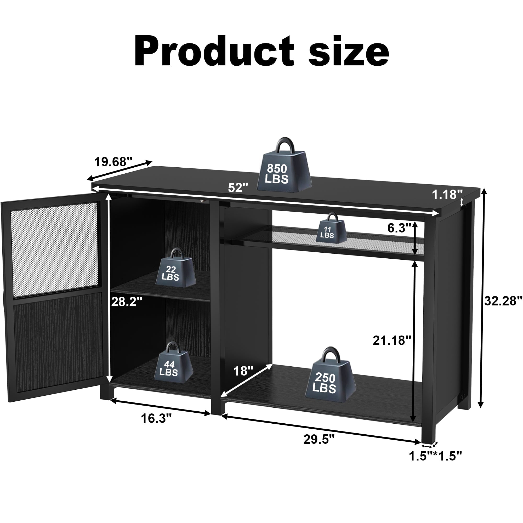 55-75 Gallon Fish Tank Stand Heavy Duty Metal Aquarium Stand with Cabinet,52