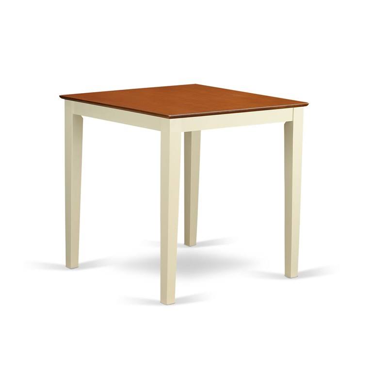 East West Furniture VERN3-WHI-W 3 PC Pub Table Set-Square Pub Table and 2 Counter Height Chairs