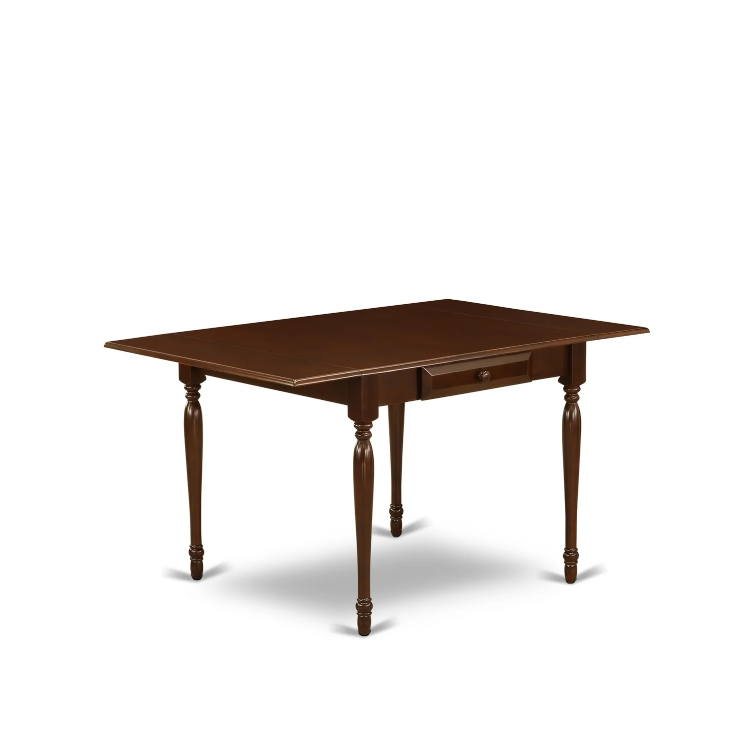 HomeStock Beachy Boho 3 Pieces Dining Room Table Set - Strong Two 9-Inch Drop Down Leaves Solid Wood Dining Table And 2 Chocolate Linen Fabic Seat Kitchen Dining Chairs, Mahogany Finish