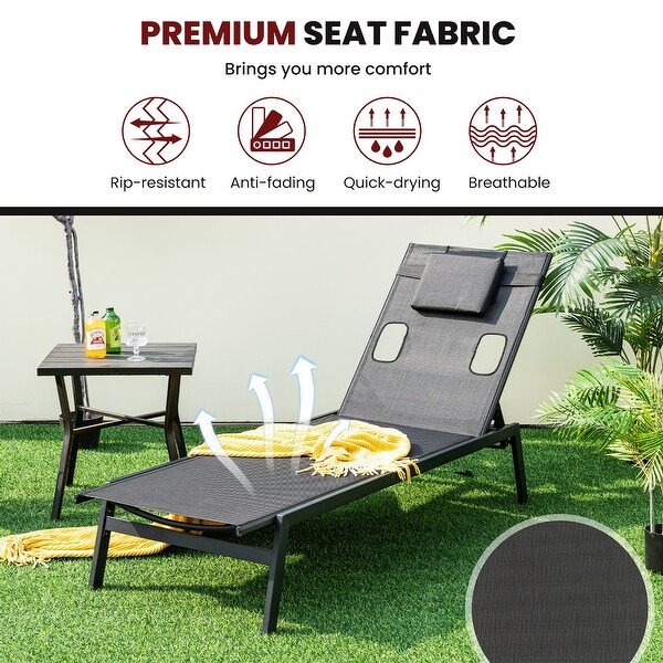 Gymax Patio Sunbathing Lounge Chair w/ Face Hole and Detachable Head