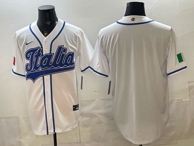 Men's Italy Baseball White 2026 World Baseball Classic Stadium Jersey