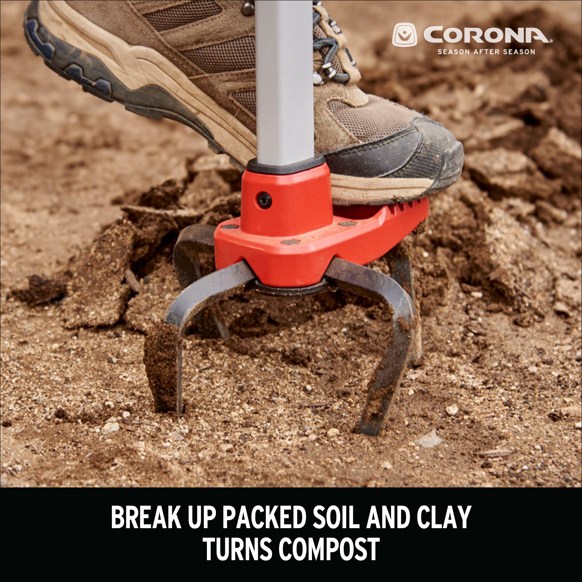 Corona 6″ Steel Tines with Red ComfortGEL Grip SoilRIPPER Tiller