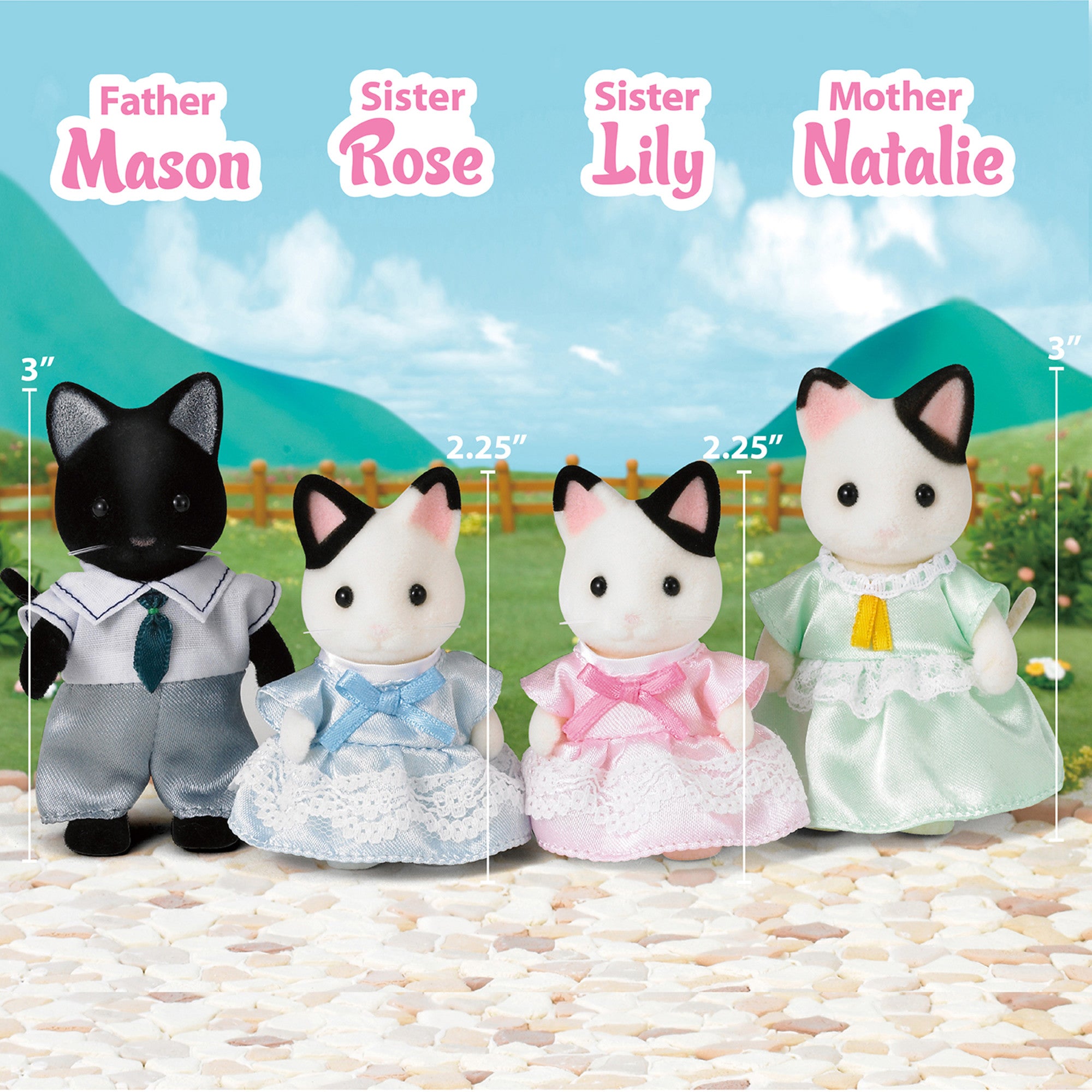 Calico Critters Tuxedo Cat Family, Set of 4 Collectible Doll Figures