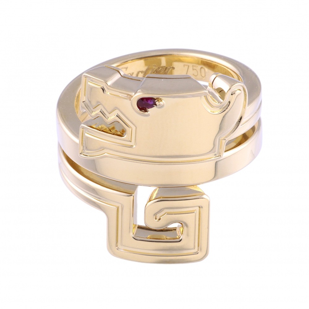 Cartier Le Beze du Dragon K18YG Yellow Gold Ring Ruby