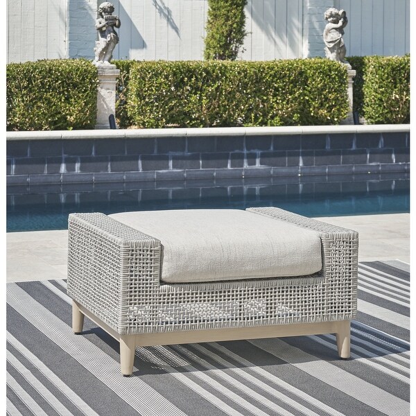 Signature Design by Ashley Seton Creek Gray Outdoor Ottoman with Cushion