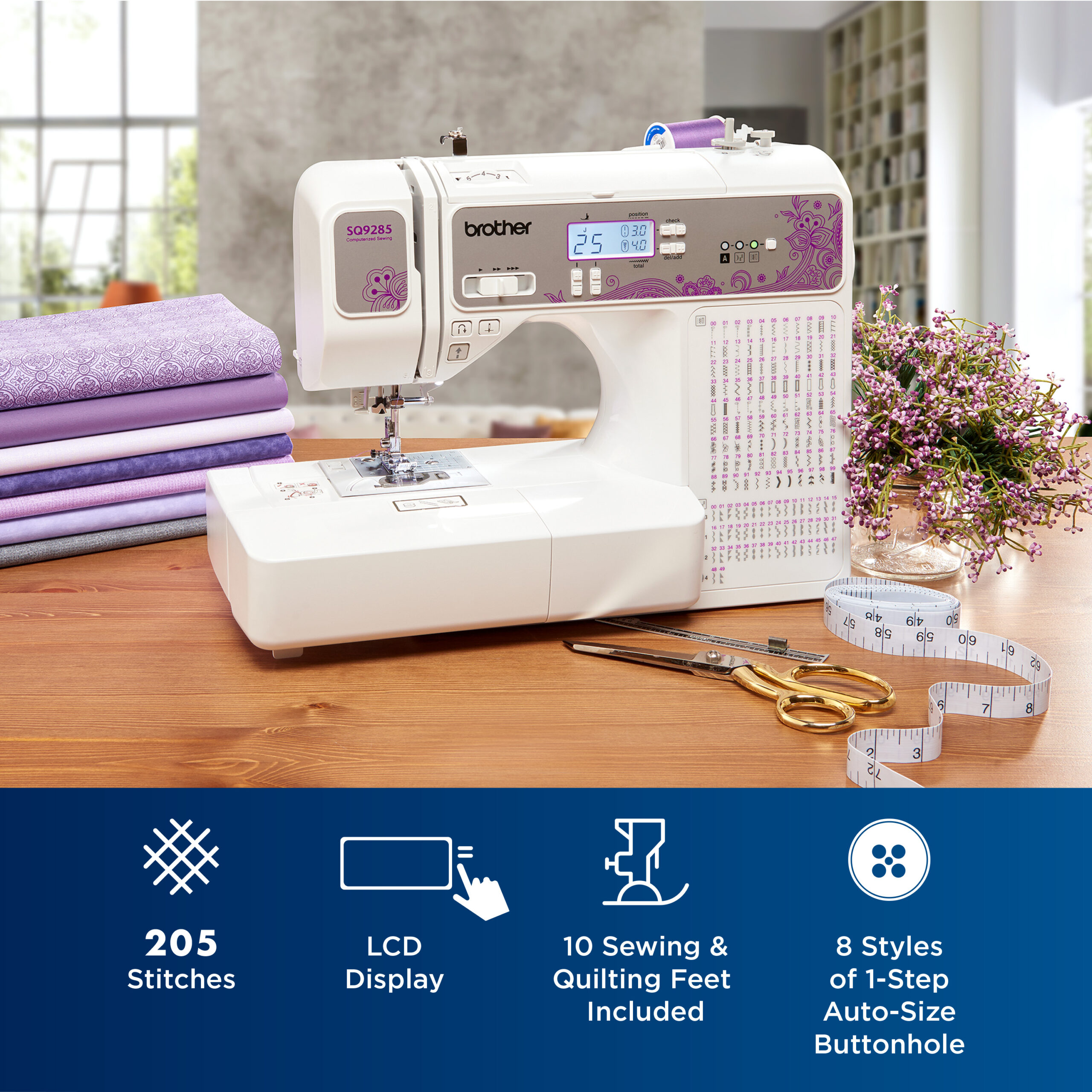 Brother SQ9285 Computerized Sewing and Quilting Machine with Wide Table
