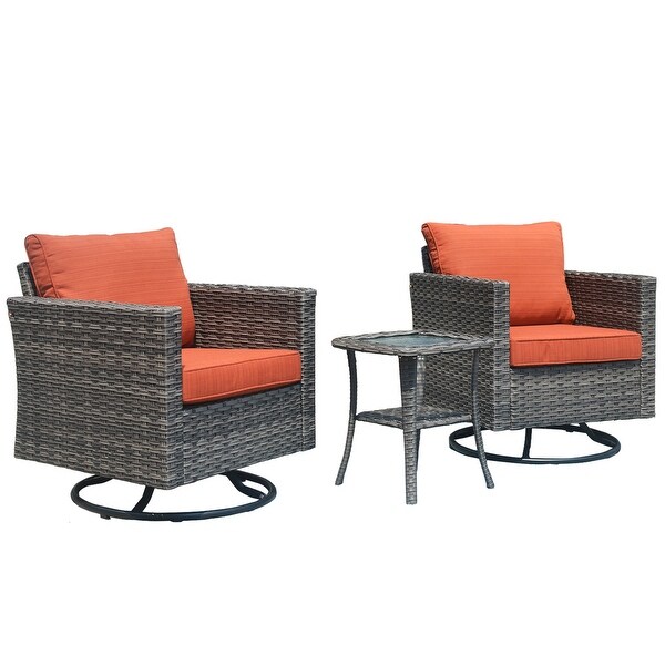 OVIOS Wicker Swivel Rocking Chair 3piece Set
